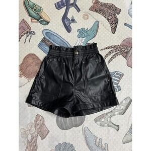 ZARA Black Faux Leather High-Waist Shorts Women Size S (EU 38 / US 6)